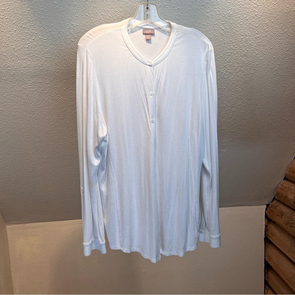 J.JILL ButtonDown long sleeve Tunic Blouse. Stand up collar. SIZE XL